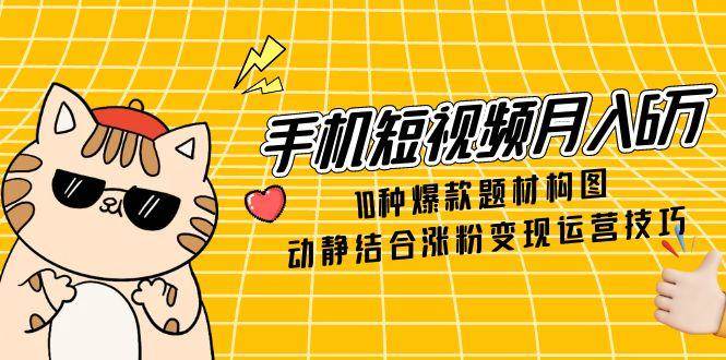 （14791期）手机短视频月入6万，10种爆款题材构图，动静结合涨粉变现运营技巧插图