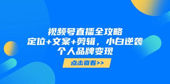 （14819期）视频号直播全攻略，定位+文案+剪辑，小白逆袭个人品牌变现插图