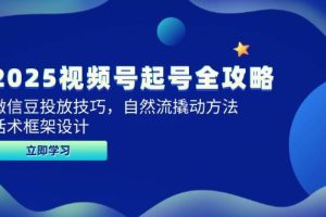 (14919期)2025视频号起号全攻略,微信豆投放技巧,自然流撬动方法,话术框架设计