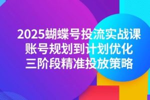 (14987期)2025蝴蝶号投流实战课,账号规划到计划优化,三阶段精准投放策略