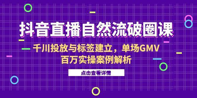 （15136期）抖音直播自然流破圈课-6月，千川投放与标签建立，单场GMV百万实操案例解析插图