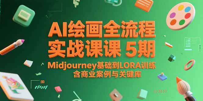 （15278期）AI绘画全流程实战课5期，Midjourney基础到LORA训练，含商业案例与关键词库插图