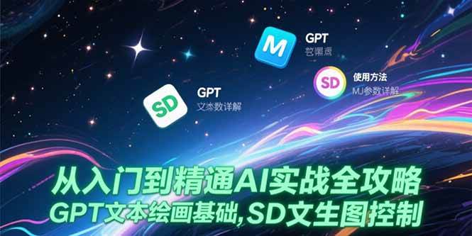 （15309期）从入门到精通AI实战全攻略，GPT文本绘画基础，MJ参数详解，SD文生图控制插图