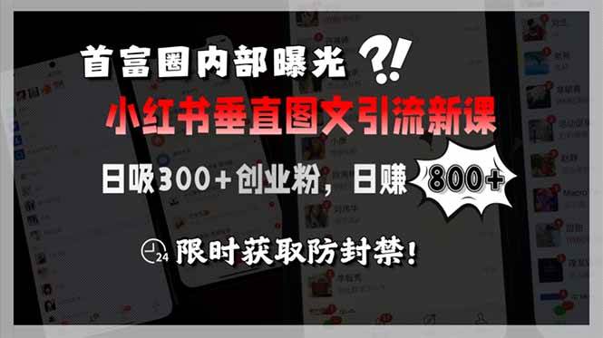 （15313期）首富圈内部曝光小红书垂直图文引流新课，日吸300+创业粉，日赚800+，限…插图
