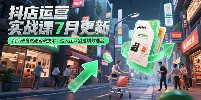 （15329期）抖店运营实战课7月更新，商品卡自然流截流技术，达人团队搭建爆款选品插图