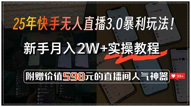 （15335期）25年快手无人直播3.0暴利玩法！，新手月入2W+实操教程，附赠价值598元…插图