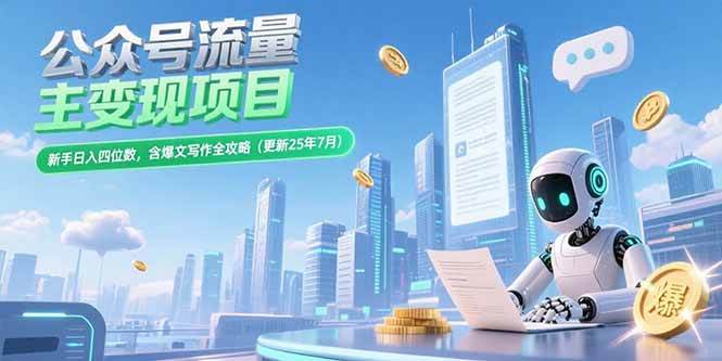 （15340期）公众号流量主变现项目，新手日入四位数，含爆文写作全攻略(更新25年7月)插图