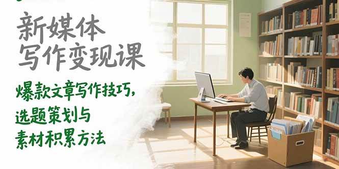 （15345期）新媒体写作变现课，爆款文章写作技巧，选题策划与素材积累方法插图