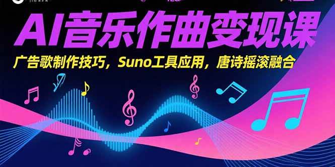 （15370期）AI音乐作曲变现课，广告歌制作技巧，Suno工具应用，唐诗摇滚融合插图