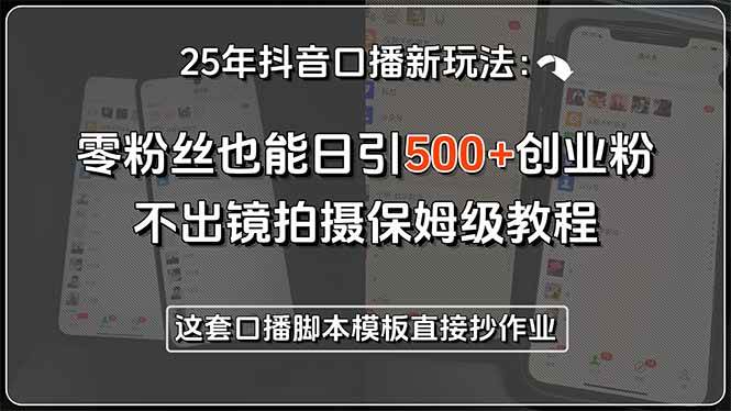 （15384期）25年抖音口播新玩法：零粉丝也能日引500+创业粉，不出镜拍摄保姆级教程…插图