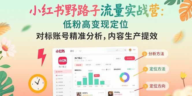 （15423期）小红书野路子流量实战营：低粉高变现定位 对标账号精准分析 内容生产提效插图
