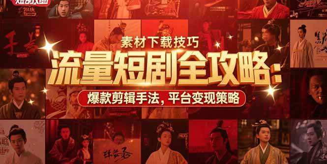 （15431期）流量短剧全攻略：素材下载技巧，爆款剪辑手法，平台变现策略插图