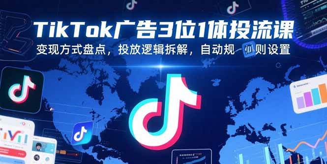 （15460期）TikTok广告3位1体投流课，变现方式盘点，投放逻辑拆解，自动规则设置插图