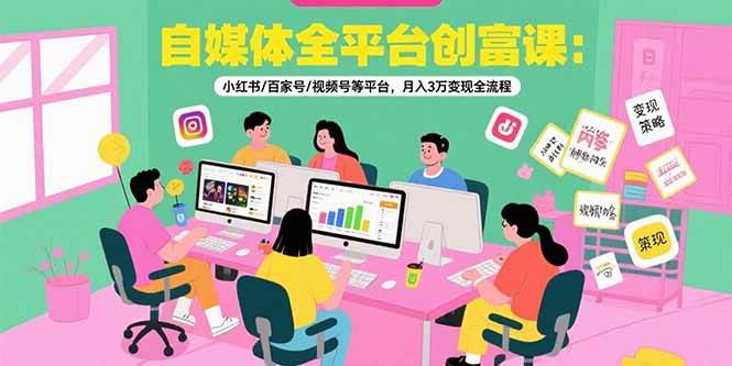 （15479期）自媒体全平台创富课：小红书/百家号/视频号等平台，月入3万变现全流程插图