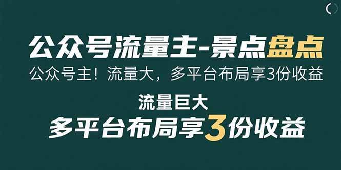 （15553期）公众号流量主-景点盘点 流量巨大 多平台布局享3份收益插图
