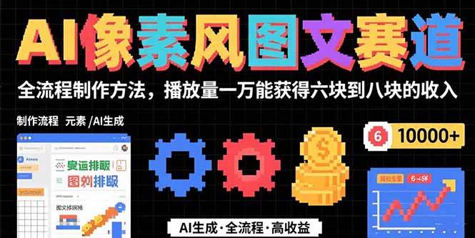 （15572期）AI像素风图文赛道：全流程制作方法，播放量一万能获得6块到8块的收入插图