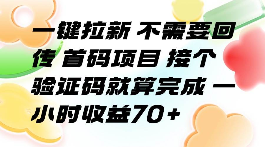 （15588期）一键拉新 不需要回传 首码项目 接个验证码就算完成 一小时收益70+插图