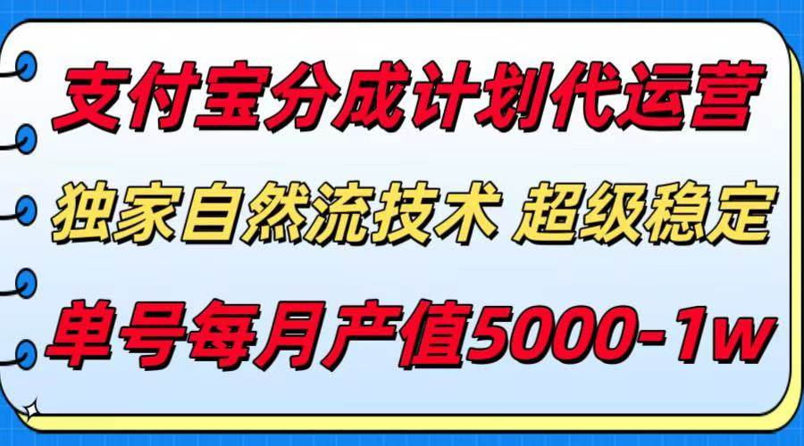 （15592期）支付宝分成计划代运营，最新自然流技术，收益稳定，单号月产5000＋！插图