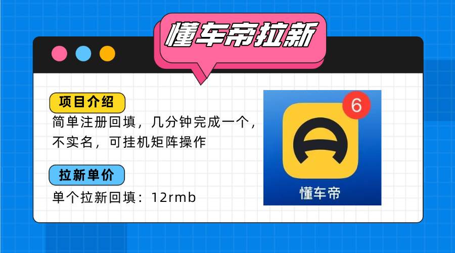 （15661期）懂车帝邪修拉新玩法，简单注册回填，不sm，单个拉新12rmb，轻松日入200+插图