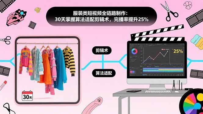 （15655期）服装类短视频全链路制作：30天掌握算法适配剪辑术，完播率提升25%插图