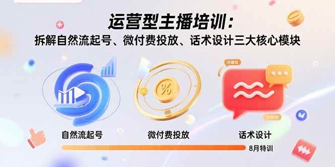 （15654期）运营型主播培训：拆解自然流起号、微付费投放、话术设计三大核心模块-8月插图