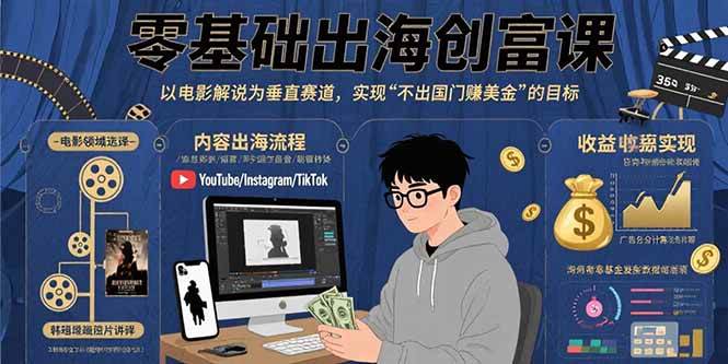 （15709期）零基础出海创富课：以电影解说为垂直赛道，实现不出国门赚美金的目标插图