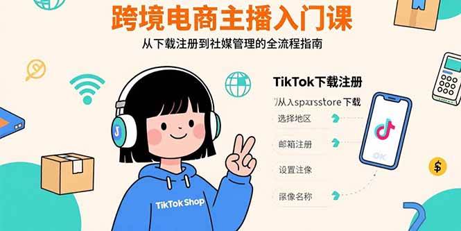 （15708期）跨境电商主播入门课，TikTok下载注册，支付工具配置，社媒账号管理全流程插图