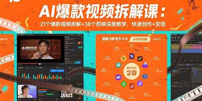 （15741期）AI爆款视频拆解课：21个爆款视频拆解+38个剪映深度教学，快速创作+变现插图
