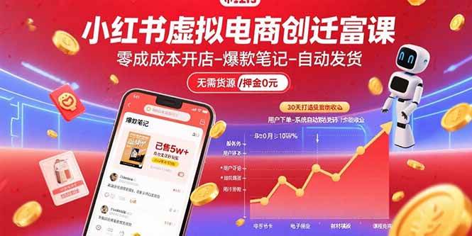 （15749期）小红书虚拟电商创富课：零成本开店/爆款笔记/自动发货,30天打造被动收入插图
