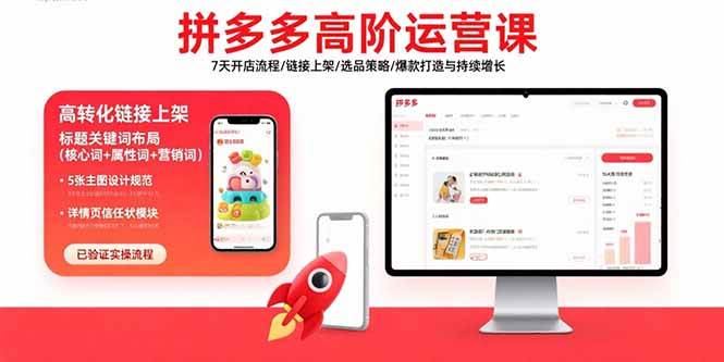 （15761期）拼多多高阶运营课：7天开店流程/链接上架/选品策略/爆款打造与持续增长插图