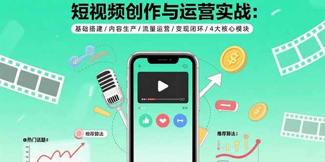 （15819期）短视频创作与运营实战：基础搭建/内容生产/流量运营/变现闭环/4大核心模块插图