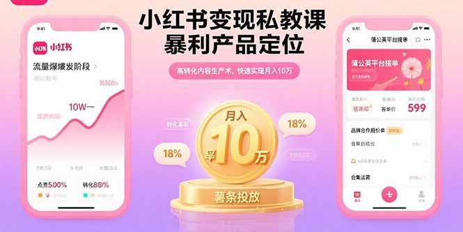 （15859期）小红书变现私教课，暴利产品定位，高转化内容生产术，快速实现月入10万插图
