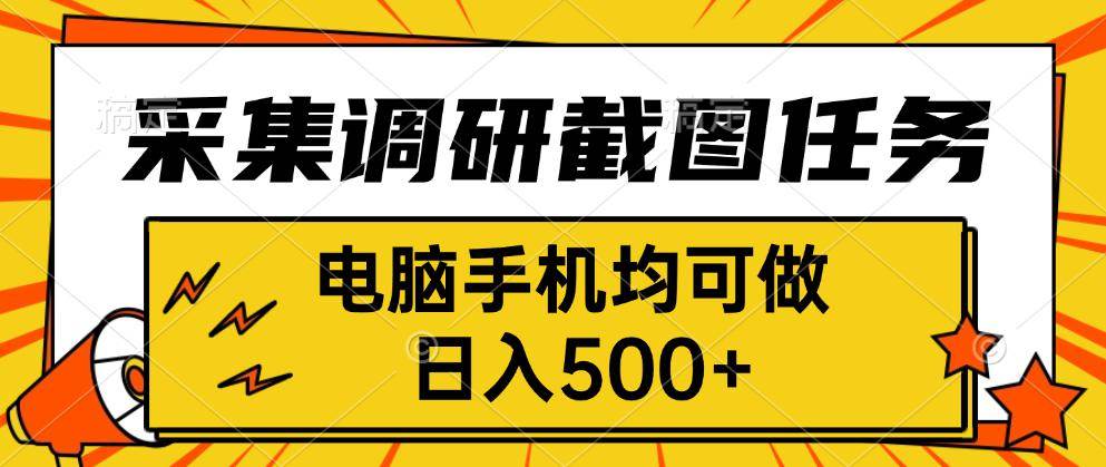 （15868期）采集，调研，截图任务，电脑手机均可做，日入500+插图