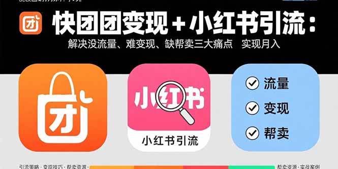 （15877期）快团团变现+小红书引流：解决没流量、难变现、缺帮卖三大痛点 实现月入3w+插图