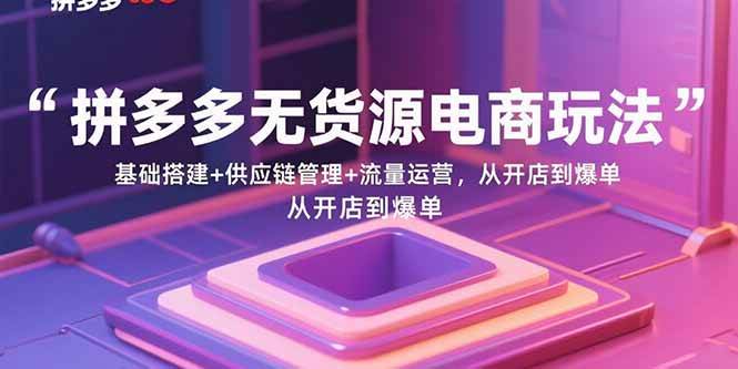 （15886期）拼多多无货源电商玩法：基础搭建+供应链管理+流量运营，从开店到爆单插图