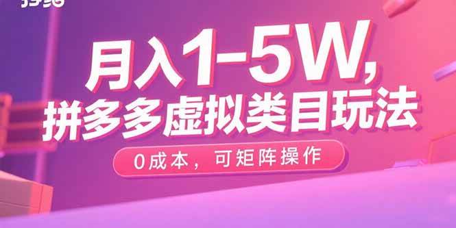（15903期）月入1-5W，拼多多虚拟类目玩法，0成本，可矩阵操作插图