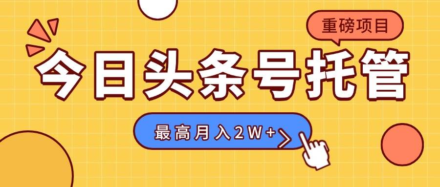 （15905期）【头条号托管 】我提供视频，你发布，每天操作5分钟，最高躺赚1W+插图