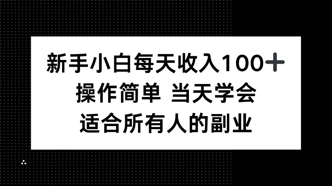 （15937期）新手小白每天收入100+，操作简单 当天学会 ，适合所有人的副业插图