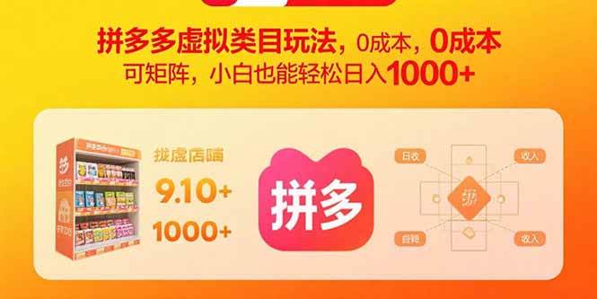 （15943期）拼多多虚拟类目玩法，0成本，可矩阵，小白也能轻松日入1000+插图