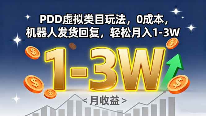 （15968期）PDD虚拟类目玩法，0成本，机器人发货回复，轻松月入1-3W插图