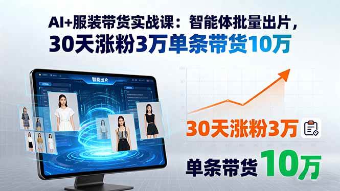 （15974期）AI+服装带货实战课：智能体批量出片，30天涨粉3万单条带货10万插图
