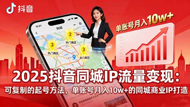 （16000期）2025同城IP流量变现：可复制的起号方法，单账号月入10w+的同城商业IP打造插图