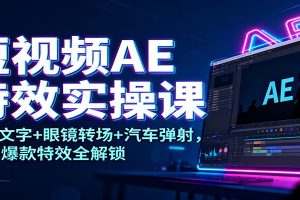 短视频AE特效实操课:发光文字+眼镜转场+汽车弹射,10大爆款特效全解锁
