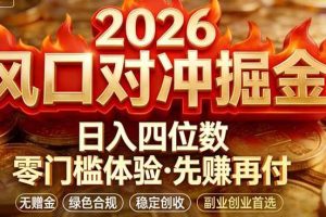 (17631期)2026美金对冲套利,无赠金对冲策略保驾护航,低门槛易上手实操。单人单日收益2000+